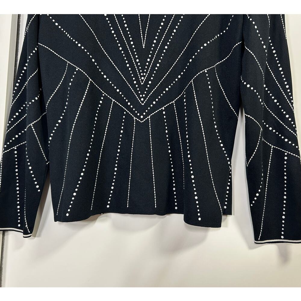 Ming Wang Black Knit Hook Front Jacket S Geometric Dots Classic - Picture 7 of 9